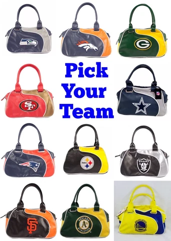 NFL,MLB,NBA Team Perfect Bowler Purse Hand Bag Cover