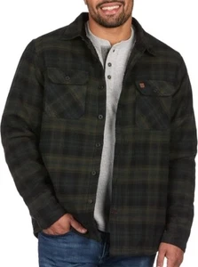 Coleman Sherpa Lined Yukon Flannel Shirt Jacket Size Large Olive Green - Picture 1 of 6