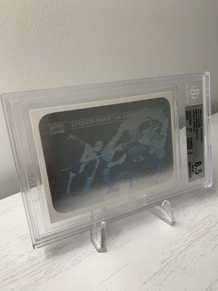 1990 Marvel Universe 1 Holograms #MH5 Spider-Man vs. Goblin BGS 8.5 ⬜️ Pop 12 - Image 1 of 3