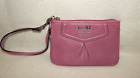 Coach Wristlet Wallet Ashley Pleated Dusty Pink Leather Zip Top Purse Horse GUC