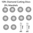 10Pc Diamond Cutting Discs 16mm-50mm Wheel Blades & 2Pc 3mm Mandrels Shaft