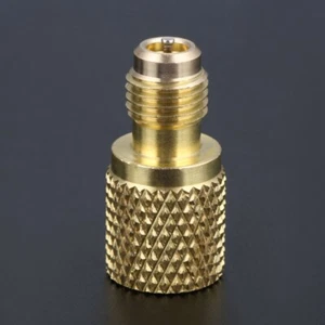 R134a Refrigerant Tank Adapter Fitting with Valve Core 1/4" Male to 1/2" Female - Picture 1 of 9