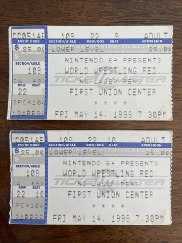 WWF House Show Wrestling Ticket Stub May 14, 1999 Philadelphia Nintendo 64 Cover
