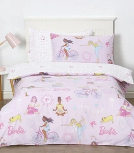 Licensed BARBIE Reversible 2 in 1 SINGLE Bed Quilt Doona Cover Set 100% COTTON - Picture 1 of 2