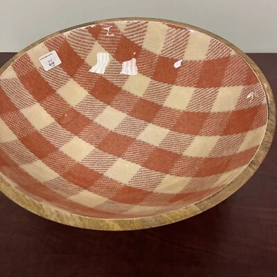 Tigela de salada grande xadrez abóbora torta de lama - 14”x4” - Imagem 1 de 4