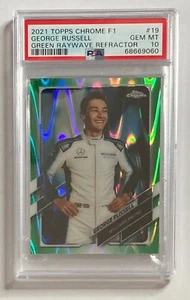 2021 Topps Chrome Formula 1 George Russell Green Raywave /99 PSA 10 19 - Foto 1 di 2