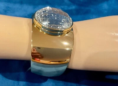 NIB SJP SARAH JESSICA PARKER  SOLID PERFUM GOLDTONE CUFF BRACELET NEW UNUSED - Image 1 of 4