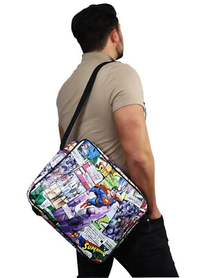Adults Youth Superman Messenger Style Comic Print Bag Zip Holdall School College