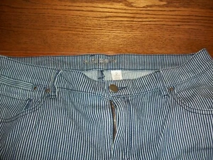 Chicos Platinum Jeans Womens 2 Large  Blue White Skimmer Striped Denim Casual - Picture 1 of 3