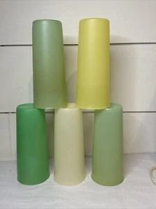 Tupperware Tall Greenish Tumblers Cups 16 oz #107 Set of 5 Vintage 6 1/2" - Picture 1 of 12