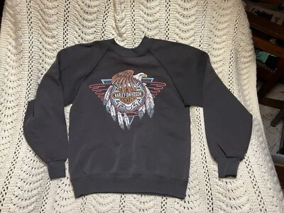 80’s Harley Davidson Women’s Black Hoodie Sweatshirt Small Vintage Mason City  - Image 1 of 3