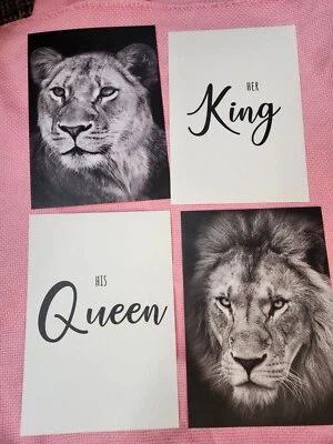 4 шт. настенный декор спальни королева лев король. 9x12 - Изображение 1 из 4