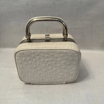Bolso de mano Lou Taylor Miami blanco avestruz vintage tamaño pequeño asa superior Foto 1 de 4