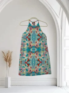 Annie Griffin Women’s 100% Silk Multi Print Dress Size Small Artsy Boho Chic - Picture 1 of 23