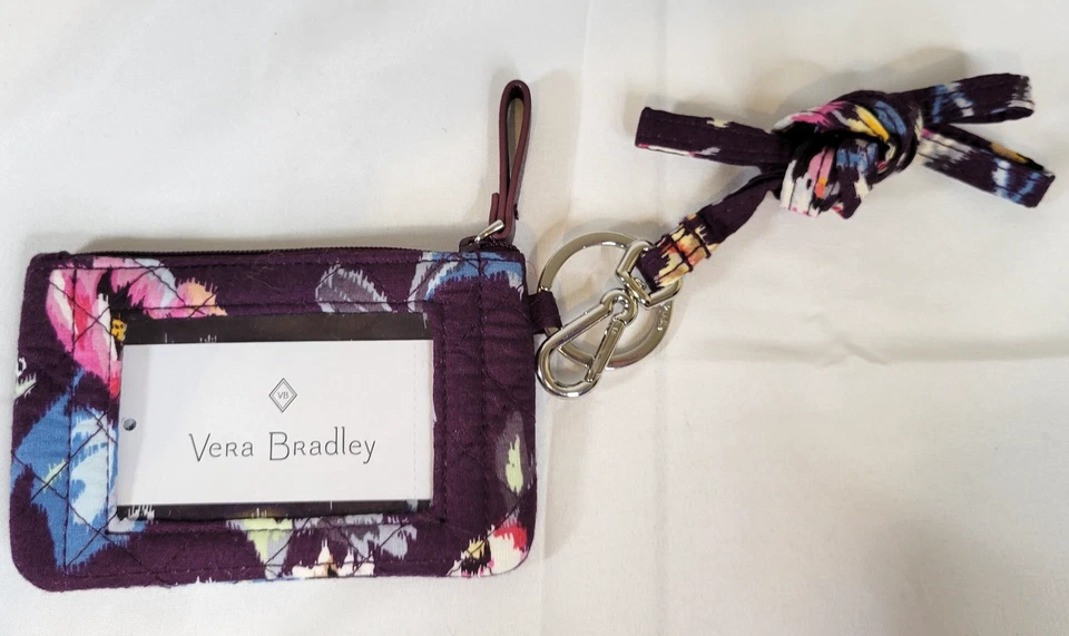Vera Bradley Iconic Zip ID Case Lanyard Combo Indiana Rose Gift