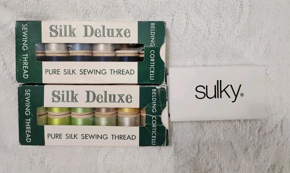 21 Vtg Spools Belding Corticello Silk + 3 Talon Silk Thread + 5 Sulky Thread Lot - Image 1 of 4