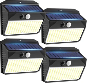 Luce Solare LED Esterno, 4 Pezzi Faretto LED Da Esterno Con Sensore Di Movimento - Foto 1 di 12