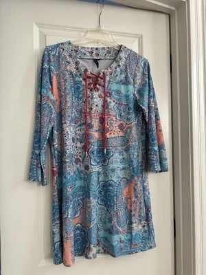 Vestido túnica de natación Aqua et Sol floral talla L azul/blanco/rosa manga 3/4 Foto 1 de 3