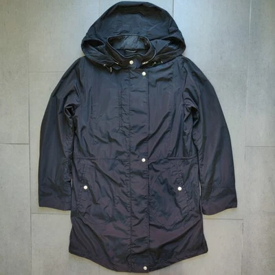 Abrigo de lluvia Theory Karena negro de nailon forrado de algodón Parka Chaqueta para mujer L Foto 1 de 4