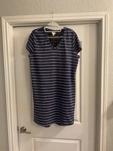 Merona Women's Navy Blue And White Striped Shift Dress Size XL - Picture 1 of 4