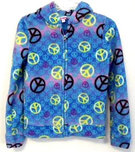 Energie Blue Multicolor Fleece Girls Hooded Full Zip Long Sleeve Jacket Size M - Picture 1 of 6