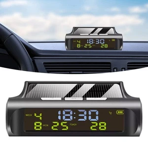 Multifunction Car Clock with Solar Charging and Easy Installation Options - Picture 1 of 11