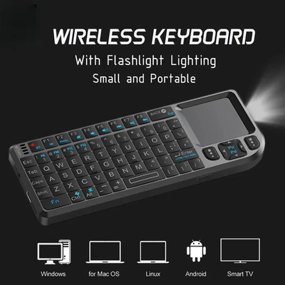 Mini Wireless Keyboard 2.4G 7-Color Backlight Touchpad Mouse Flashligt-Portable - Image 1 of 4