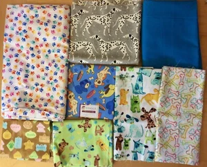 Lot of Cute & Colorful Dogs Doggy Fabric for Sewing Quilting Crafts Projects  - Picture 1 of 7