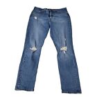 Levis 501 Jeans Womens 31 Blue Denim Button Fly Distressed Raw Hem High-Rise