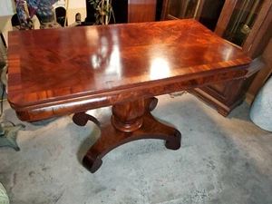 Antique Flame Mahogany Server Flip Top Table - Solid Mahogany Dining Table - Picture 1 of 12