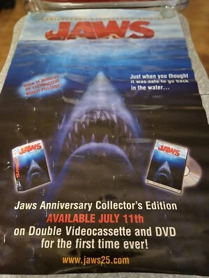 JAWS 25th Anniversary Collectors Edition VHS/DVD POSTER 39x27 Original - Image 1 of 4