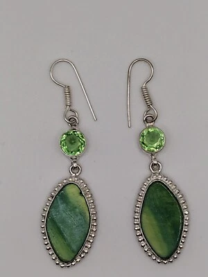 Beautiful Vintage Sterling Silver Dyed Pearl Double Drop Earrings 2.75" - Image 1 of 4