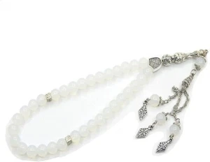 Collana di preghiera Tesbih rosari islamici musulmani Subha 33 pietre di luna perle T4 - Foto 1 di 9