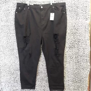 Neu mit Etikett Yours Clothing MOM Damenjeans 24 W UK 28 schwarz Destressed Bootcut Denim - Bild 1 von 12