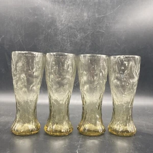 VTG set of 4 textured honey gold pilsner glasses - Picture 1 of 4