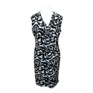 Wrap Dress Size 16 Blue Black Soft Stretch Lined Clip Star Julien Macdonald - Picture 1 of 23