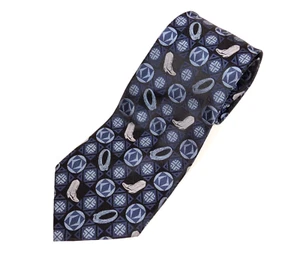 Circle S by Sidram Neckwear Silk Western Necktie Boots and Ropes Blue 62 inch - Picture 1 of 7
