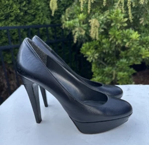 Stuart Weitzman Black Leather High Heel Stiletto Platform Pump Shoes Size 8.5 - Picture 1 of 11