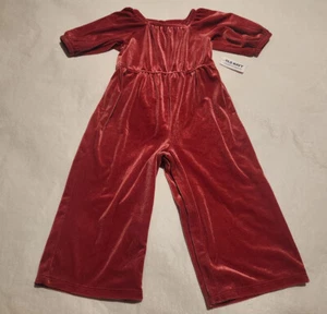 NWT Old Navy Red Velvet Jumpsuit Romper 1PC 2T Toddler Girl - Picture 1 of 1