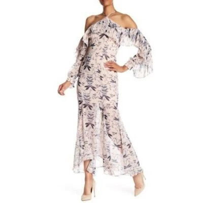 Nuevo Maxi Vestido Floral Keepsake Manga Larga Detalles Plisados Talla S Foto 1 de 4