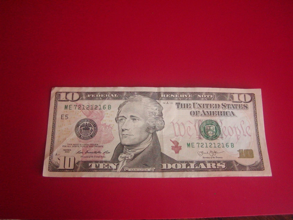 US 10 dollar bill unique rare binary pairs serial no. 72121216 - Image 1 of 1