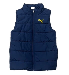 Puma Puffer Vest Jacket Children’s Blue Full Zip Lined Insulated Size XS 5/6 - Picture 1 of 4