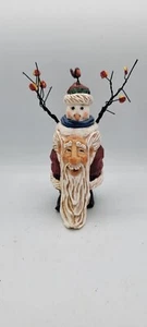 David Frykman Hitching A Ride Figurine Snowman On Santa Shoulder Vintage 2003 - Picture 1 of 10