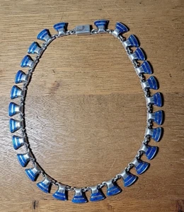 Collana stile girocollo vintage messicano sterling e pietra crisocolla? - Foto 1 di 7