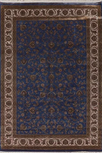 Silk Blue Floral Traditional 7x10 ft Area Rug Living Room Rug - Picture 1 of 18
