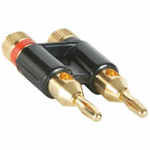 Dual High Quality Gold Plated Speaker Banana Plugs, Black fits 12 to 18 AWG wire - Picture 1 of 2