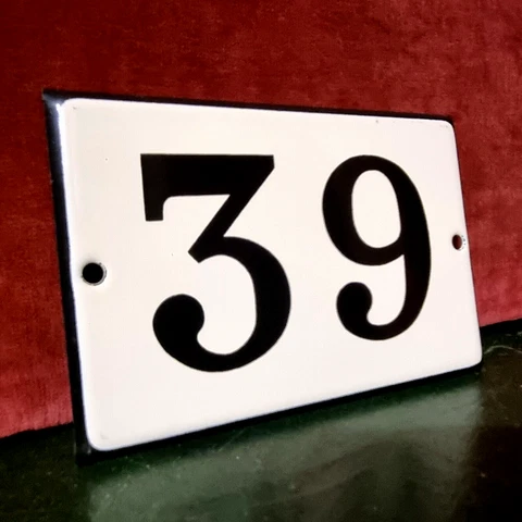 French vintage enamel house sign number 39 for door gate wall street portal Cover
