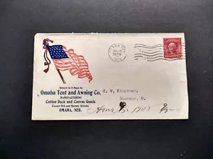 Nebraska: Omaha 1908 Zelt & Vorzelt illustrierte Flagge Werbung Abdeckung - Bild 1 von 2