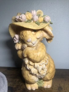 Vintage Bunny & me 1993 Easter rabbit with flowers and Easter hat ￼￼ smiling 10” - Picture 1 of 14