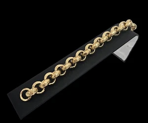 Womens 15mm Diamond Cut Belcher Bracelet 7inch Length 9ct Gold XP Big XXL... - Picture 1 of 2
